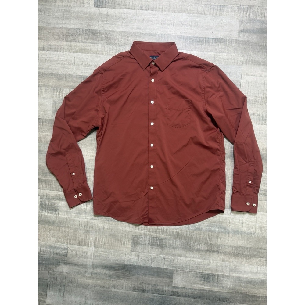 UNTUCKit Wrinkle-Free Button Down Shirt Men's L Relaxed Fit Red Rust